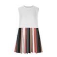 thumbnail image 2 of Summer Dresses for Women 2024 Plus Size Fashion Casual Loose Solid Patchwork Pleated Sleeveeless Round Dress Womens plus $15 & under, 2 of 4