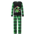 thumbnail image 3 of Conjunto de pijamas familiares navideños a juego de hirigin, camiseta de manga larga con estampado de dinosaurio de dibujos animados y pantalones a cuadros, ropa de dormir para estar en casa, 3 of 4