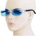 thumbnail image 3 of GFDYREE Flawless Slim Dean Rimless Sunglasses Rectangular Metal & Wood Art Glasses, 3 of 7