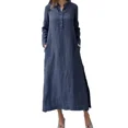 thumbnail image 5 of Audvoi Long Sleeve Button Caftan Maxi Shirt Dress For Women Party Baggy Maxi Dresses Solid Kaftan Loose Cotton Long Dress Loungewear, 5 of 5