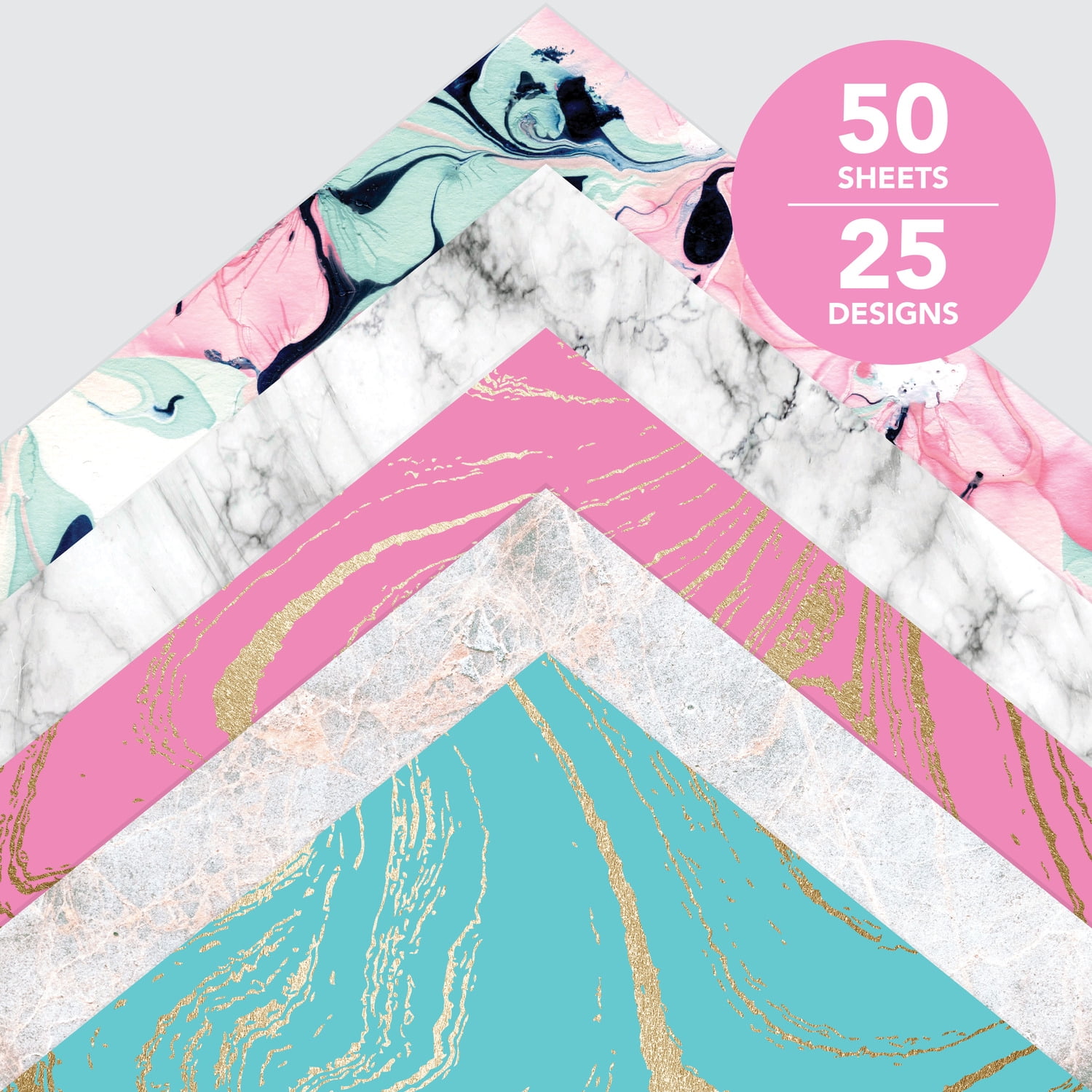 Roobee by Mara Mi Marble Paper Pad 12" x 12" - 24 lb/ 100 GSM, 50 sheets