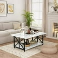 thumbnail image 3 of AWQM Table Basse d'Angle Ronde, Table Basse Moderne à Double Étagère de Rangement, Table Basse en Marbre Style Moderne pour Salon, Blanche, 3 of 7