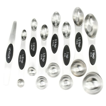 

UDIYO Measuring Spoon 1 Set Magnetic Measuring Spoon Double-heads Stainless Steel Comfortable Grip Measuring Scoop for Kitchen