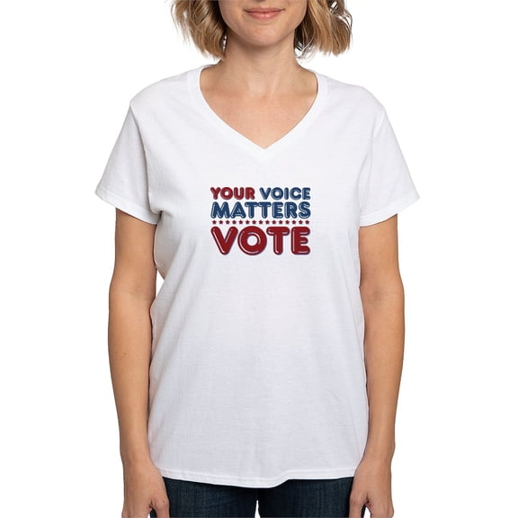 CafePress - Your Voice Matters Women's V Neck T Shirt - Womens Cotton V-Neck T-shirt