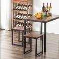 thumbnail image 5 of 3 Piece Dining Room Table Sets, Modern Bar Table Set, Kitchen Table and Chairs for 2, Metal Frame and MDF Tabletop Dining Table, Mid Century Breakfast Set with Two Stools for Home, Walnut, Q10693, 5 of 11