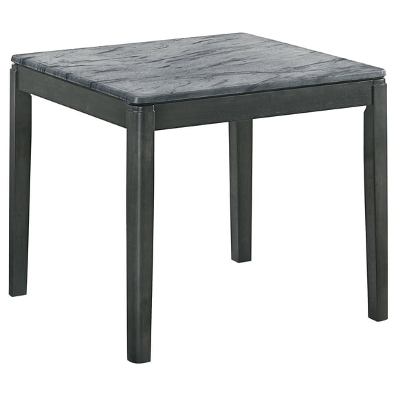 Homestock Modern Motifs Square End Table Faux Grey Marble 23.5x23.5x22 in - Textured Top, Black Base, 100 lbs Capacity