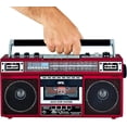 thumbnail image 3 of QFX J-230BT Roja Radio Casetera Player Boombox con 4 Bandas de Radio, Bluetooth, USB, SD y Jack de Audífonos 3.5; Batería Recargable., 3 of 8
