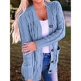 thumbnail image 4 of Suéter de Punto de Larga para Mujer, Otoño 2025, Cárdigan Abierto con Botones, Prenda Exterior Holgada Azul 5XL, 4 of 8