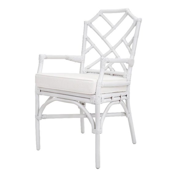 Kara Rattan Arm Chair - White