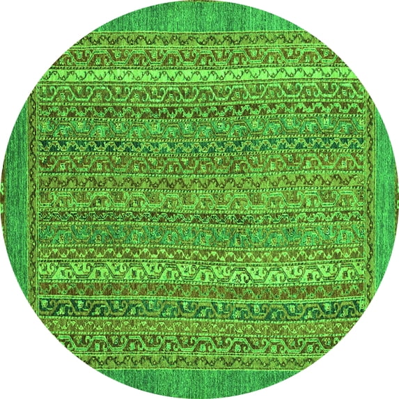 Ahgly Company Indoor Round Oriental Green Modern Area Rugs, 7' Round