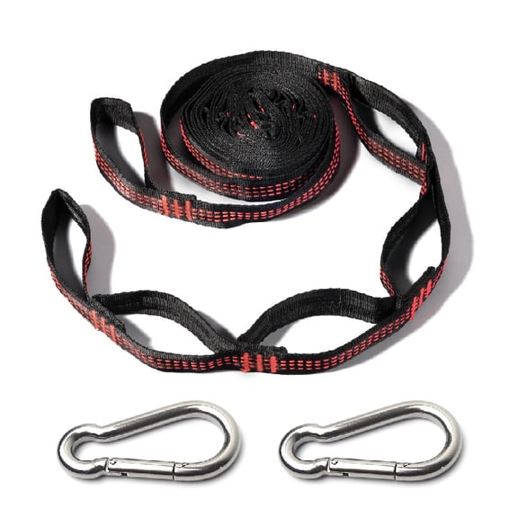 Hammock Tree Straps 2 Pack, 78 inch Polyester Hanging Straps with 5 1 Loop System, Heavy Duty Camping Swing Rope Kit with Carabiners, Orange
