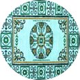 thumbnail image 1 of Ahgly Company Indoor Round Oriental Light Blue Modern Area Rugs, 5' Round, 1 of 4