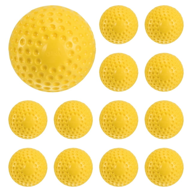 Unique Bargains 9 Inch Pitching Machine Baseballs Yellow Dimpled Baseball Practice Baseball for Hitting Fielding Practice 12 Pack