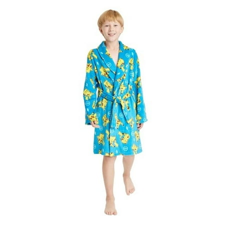 Size Medium Pokemon Boys Robe Long Sleeve Robes for Kids Blue