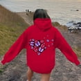 thumbnail image 5 of Women Valentines Day Hoodies Love Heart Graphic Printed Long Sleeve Casual Hooded Sweatshirts Lightweight Valentine Gift Loose Tops with Pocket, 5 of 7