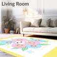 thumbnail image 2 of ODIKA 3'x5' Machine Washable Non-Slip Area Rug, Charming Cartoon Mouse Floral Motif Anime Accent Design High Traffic Rug, Pink, 701099, 2 of 7