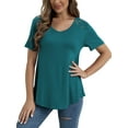 thumbnail image 7 of VERABENDI Women's Plus Size Tops Summer Short Sleeve Lace Trim Shoulder Tunic Blouses,M-4XL, 7 of 7