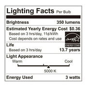 Great Value G25 LED Decorative Globe Bulb, 3 W (40W Equivalent), Daylight, E26 Base, Dimmable, 3 Pack