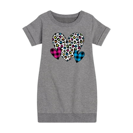 

Instant Message - Patterned Hearts - Toddler And Youth Girls Fleece Dress