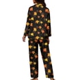 thumbnail image 5 of Kuiaobaty Maple Leaf Print Womens Pajama Set, Thanksgiving Soft Long Sleeve Pajamas & Long Pants with Pockets, Warm Button-up Sleepwear Lounge Pjs, XL, 5 of 7