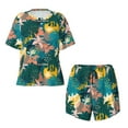 thumbnail image 4 of Qekee Hawaiian Style Women's Pajama Set Short Sleeve Sleepwear Summer Home Wear with Pockets Soft Short Sleeve Shirt - Hawaiian Style, 4 of 9