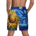 thumbnail image 4 of Uemuo Whimsical Sunflowers Night Sky Pattern Mens Swim Trunks Quick Dry Board Shorts with Mesh Lining, Stretch Beach Shorts Quick Dry No-Chafing Board Shorts-Large, 4 of 9