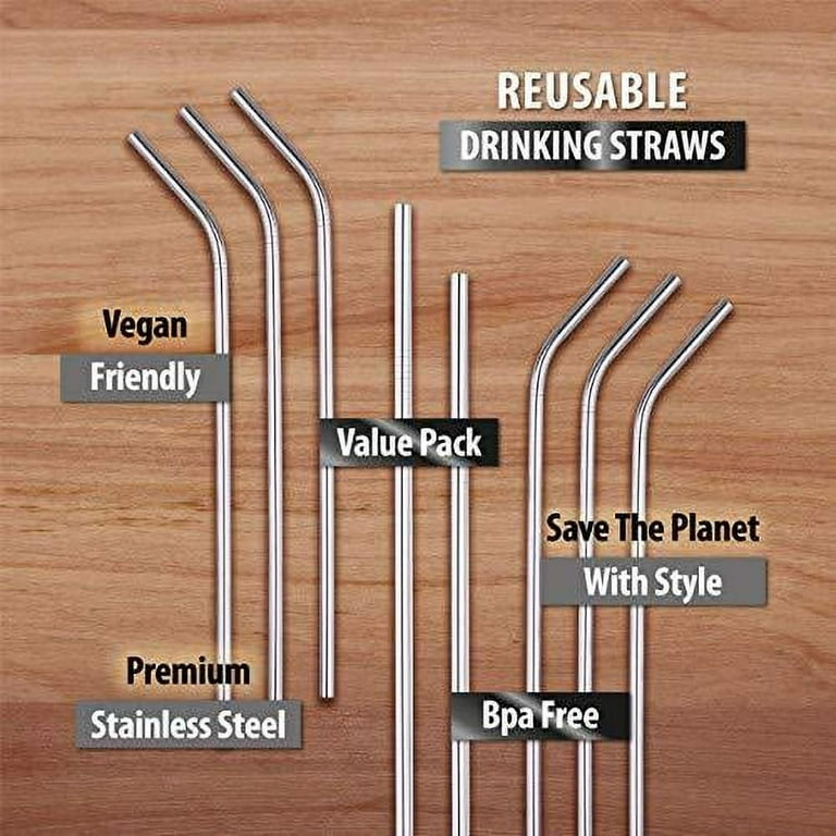 Vehhe Metal Straws Stainless Steel Straws Drinking Straws Reusable - 10.5 inch Ultra Long 4 + 1 - w/Cleaning Brush for 20/30 oz for Yeti RTIC Sic