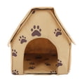 thumbnail image 1 of Cama plegable para mascotas, tamaño pequeño, tienda de campaña para cachorros y gatos, extraíble y lavable, color marrón, 1 of 14