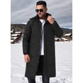 thumbnail image 5 of DARING DIVA Men's Full-Zip Detachable Hooded Long Quilted Puffer Jacket S Black, 5 of 7