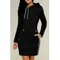 thumbnail image 1 of Printemps Automne à Capuche Cordon Sweat-Shirt Femmes Mode Solide Poche Paquet Hip Dames Mini Robes Grande Taille, 1 of 6