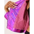 thumbnail image 5 of INSPIRE CHIC Women's Holographic Shiny Zipper Biker Metallic Jackets XS Hot Pink, 5 of 6