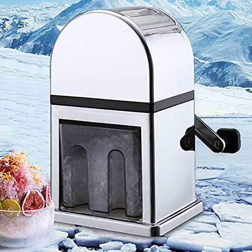 Ice Crusher Manual,Stainless Steel Household Ice Crusher Shaver for Quick Coarse,Shave or Fine Crushing of Chips Snow Cone or Slush,Hand Crank Operated Ice Crusher