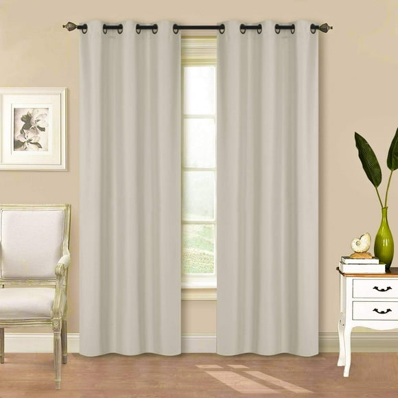 Better Home Style 2 Piece Solid Color 100% BLACKOUT Room Darkening 2 Panels Window Treatment Curtain Insulated Drape for ANY Window with Grommets M3784 (Light Grey / Silver, 2 Panels 36"W X 84"L Each)