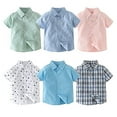 thumbnail image 3 of Styles I Love Toddler Little Boys Blue Short Sleeve Cotton Button Down Shirt for Casual, Formal Event and Special Occasions (90/1-2 Years), 3 of 7