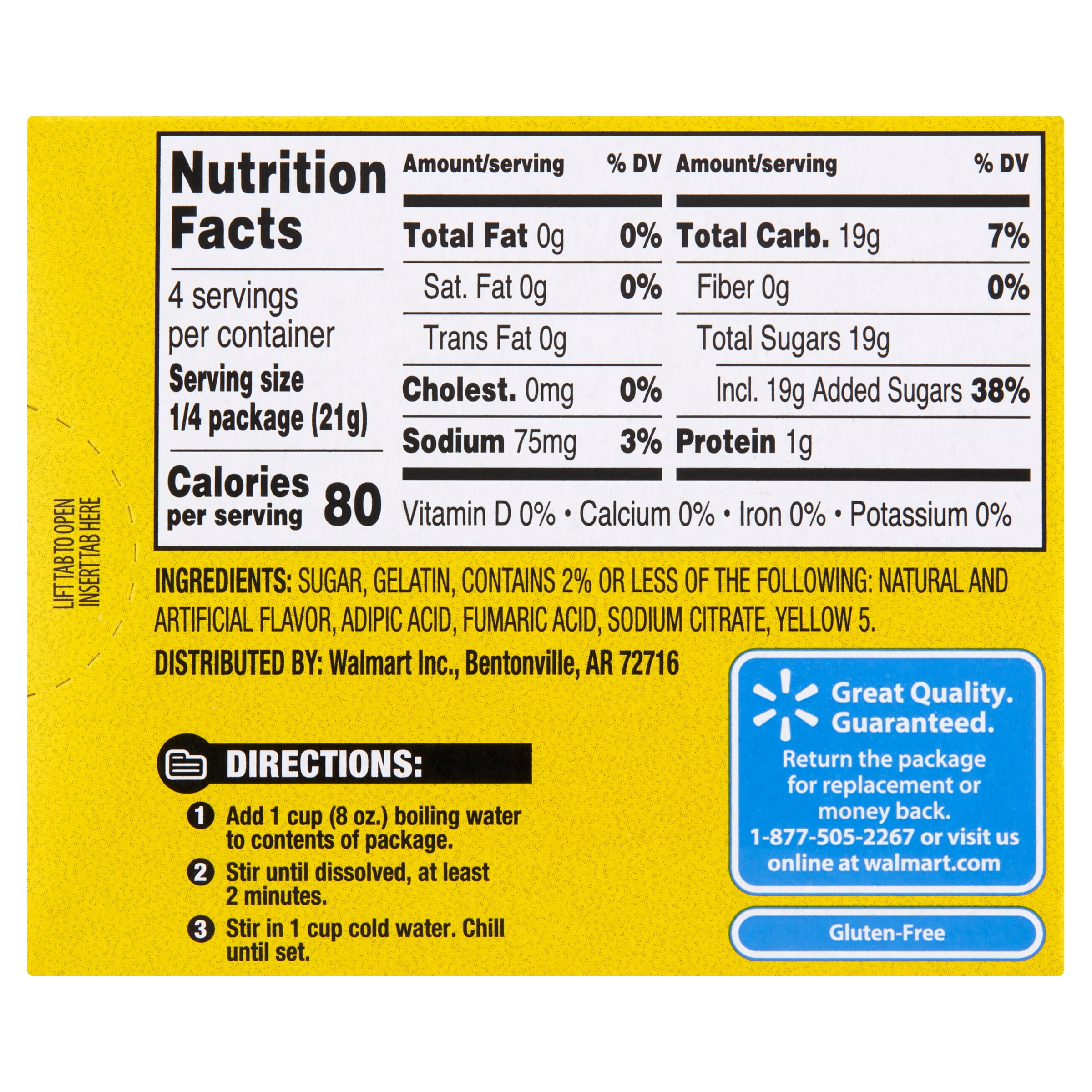 Great Value Lemon Gelatin Dessert, 3 oz