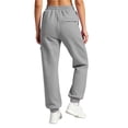 thumbnail image 5 of Women's Solid Color Jogger Pants, Elastic Drawstring Waist Casual Long Trousers with Dual Side Pockets, Comfort Loose Fit Bottoms for Sports and Daily Wear Gray M(M), 5 of 7