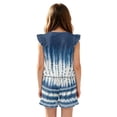 thumbnail image 2 of ZIATUBLE4S Blue Tie Dye Print Girls Summer Romper Kids Button Ruffle Trim Elastic Waist Short Jumpsuit Outfit Round Neck Playsuit Clothes with Pockets for 9-10 Y, 2 of 6
