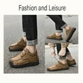 thumbnail image 5 of Men's Casual Leather Shoes Hand-Stitched Fashion Classic Loafers Lightweight Lace-Up Non-Slip Wear-Resistant Work Shoes Yellow 9 US, 5 of 7