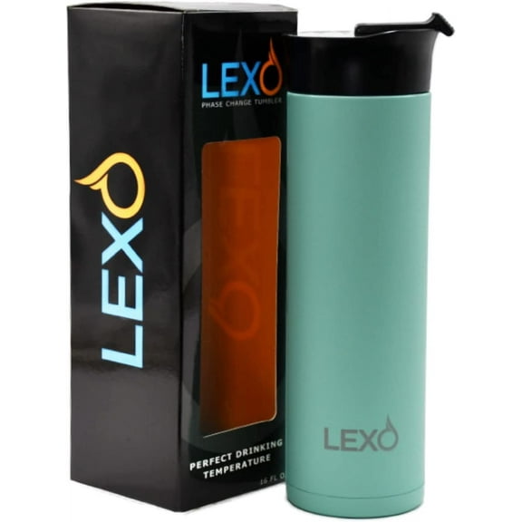 LEXO Temperature-Regulating 16 oz. Tumbler with Drink Now Technology Powder Mint