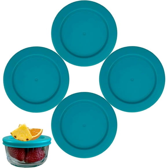 shiyou-VERSAINSECT Cup Turquoise Round Plastic Food Storage Replacement Lids Covers for Klareware Anchor Hocking and Pyrex Glass Bowls (Container not Included) (4 Pack)