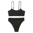 thumbnail image 2 of ylioge Womens Two Piece Swimsuits Tankini Ribbed Built in Removeable Bras Bikini Bathing Suits Ladies Solid High Waisted Swimsuit, 2 of 7