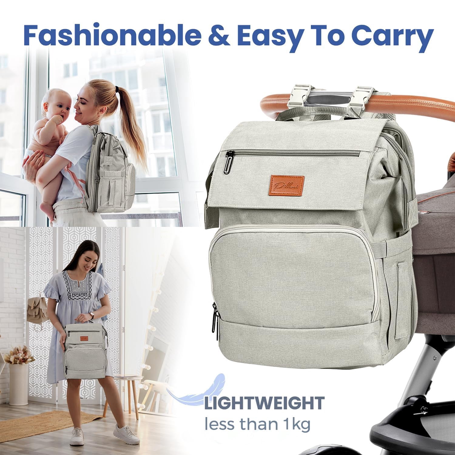 PILLANI Baby Diaper Bag Backpack - Large Bag for Boys & Girls, Waterproof Diaper Backpack - Travel Diaper Bags w/Changing Pad, Baby Registry Search & Shower Gifts - Essentials Must Haves Newborn Stuf