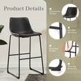 thumbnail image 2 of TOPCOMFY 30in Bar Stools Set of 2, Faux Leather, Armless with Metal Legs, Footrest for Kitchen Island, Black, 2 of 5