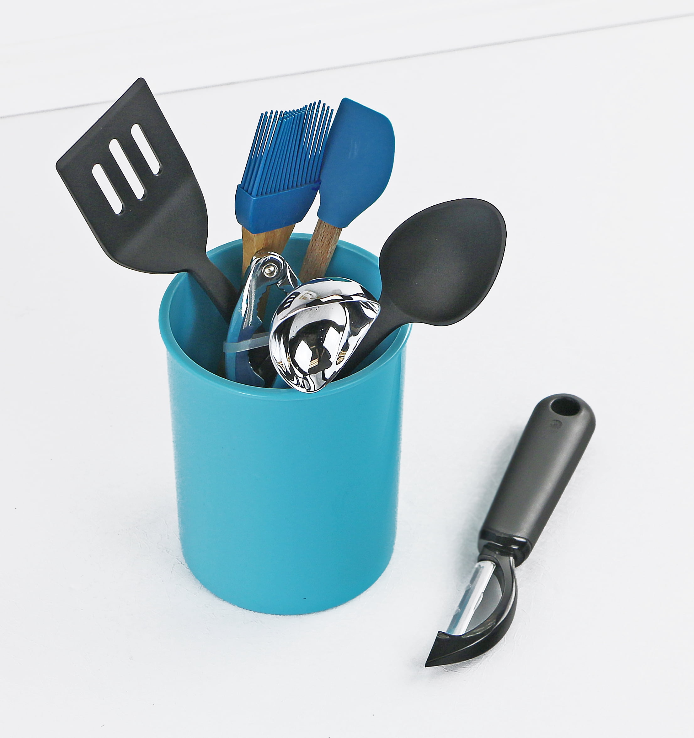 Durable Plastic Countertop Miniature Utensil Crock/Holder, Turquoise