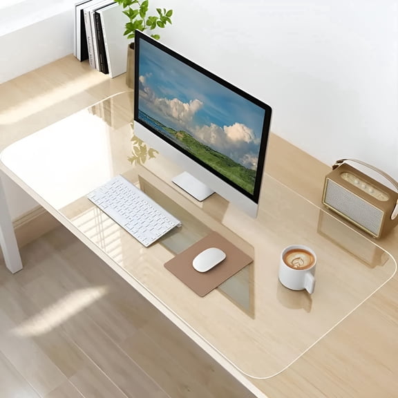 LAMIRO Clear Desk Mat,Non-Slip PVC Clear Desk Pad,Heat Resistant & Waterproof Writing Mat Desk Table Protector for Home and Office