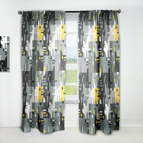 Designart 'Abstract Retro Design XXI' Mid-Century Modern Curtain Panel
