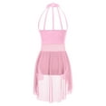 thumbnail image 4 of Jowowha Kids Girls Lyrical Dance Dress Figure Ice Skating Ballet Leoatrd Dress with Wrap Skirt Dark Pink 16, 4 of 7