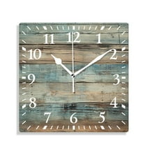 10 Inch Wall Clock Battery Operated Silent Clock Decorative for Office, Kitchen, Outdoor, Living RoomWooden Old Teal Lovely