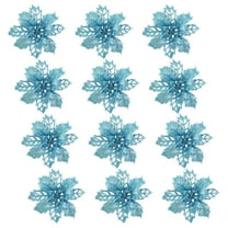 RBCKVXZ 12Pcs 15cm/5.9" Christmas Flowers with Clips Glitter Christmas Tree Ornaments for Xmas Wedding Party Wreath Decoration Clearance