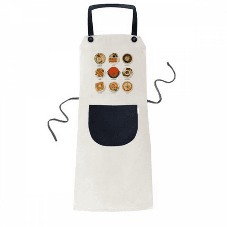 

Traditional Singapore Tasty Dishes Apron Adjustable Bib Cotton Linen BBQ Kitchen Pocket Pinafore